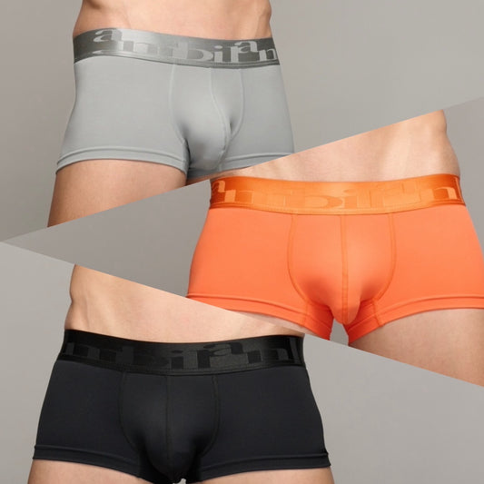 ボクサーパンツ basic NYLON-2025 3点セット ライトグレー、ブラック、オレンジ