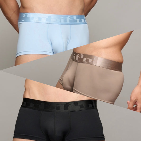 ボクサーパンツ basic NYLON-2025 3点セット ライトブルー、ブラック、ライトブラウン